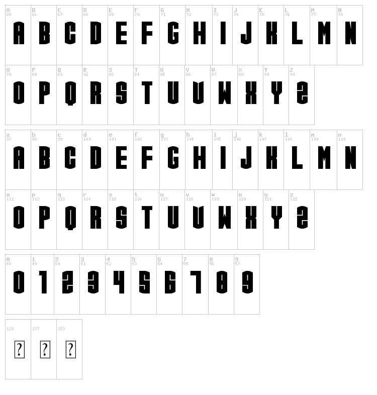 CGF Arch Reactor font map